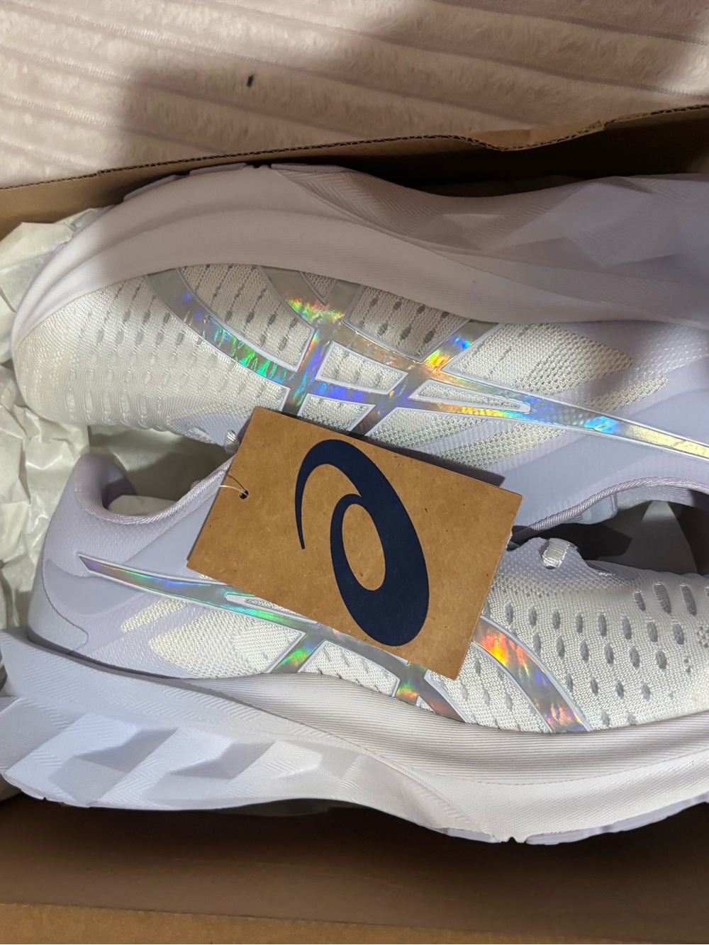 Asics Women's White Iridescent Athletic Running Shoes - Picture 5 of 5